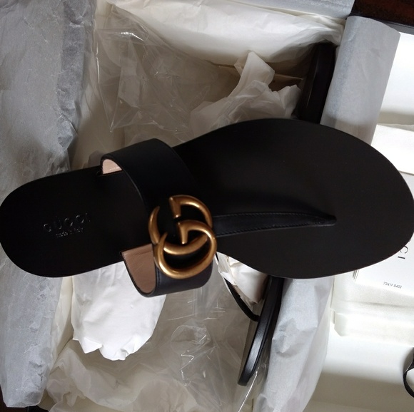leather thong sandal with double g price